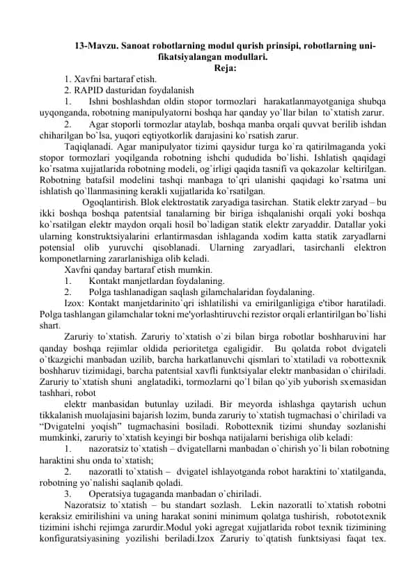 Robotlar modul qurish prinsipi