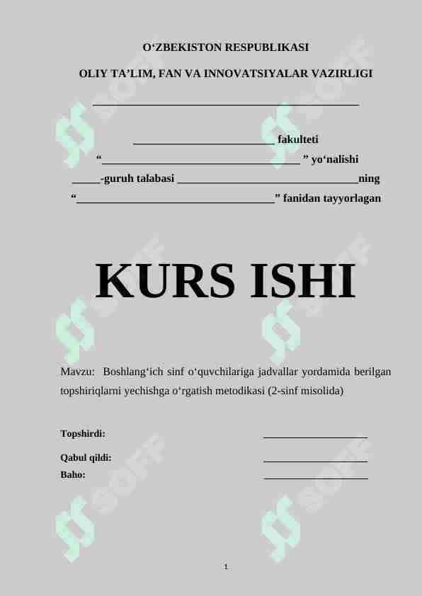 Boshlang‘ich sinf o‘quvchilariga jadvallar yordamida berilgan topshiriqlarni yechishga o‘rgatish metodikasi (2-sinf misolida)