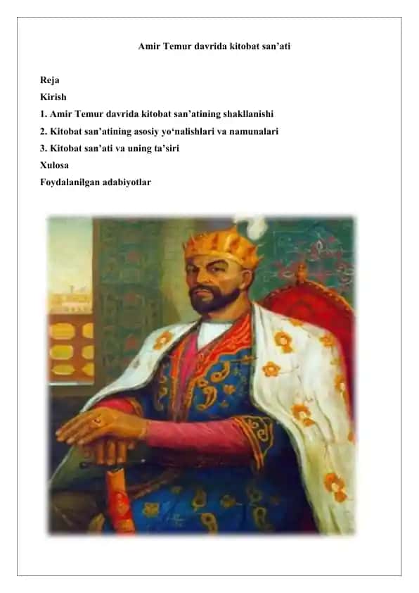 Amir Temur davrida kitobat san’ati