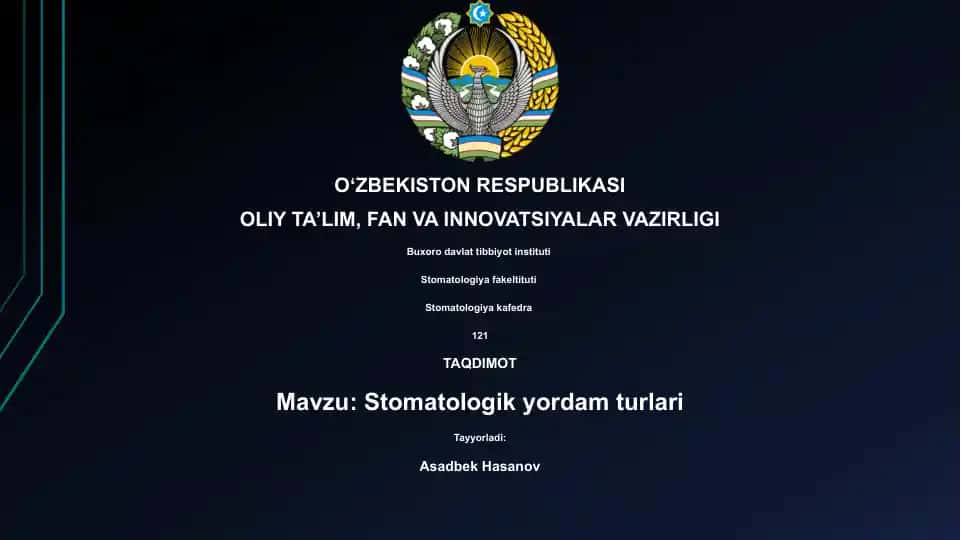 Stomatologik yordam turlari