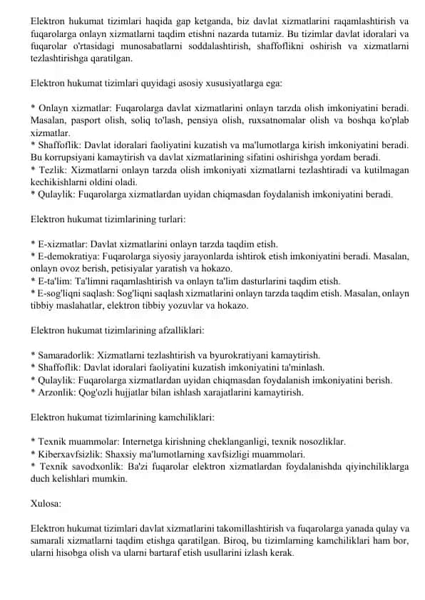 Elektron hukumat tizimlari