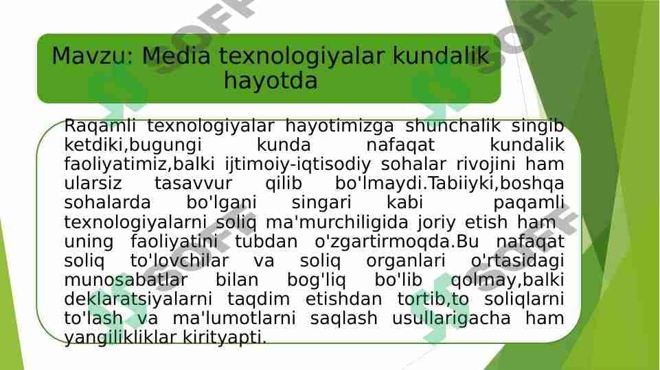 Media texnologiyalar kundalik hayotda