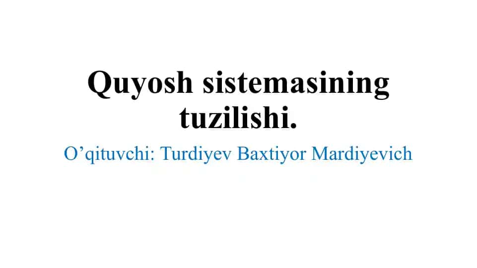Quyosh sistemasining tuzilishi