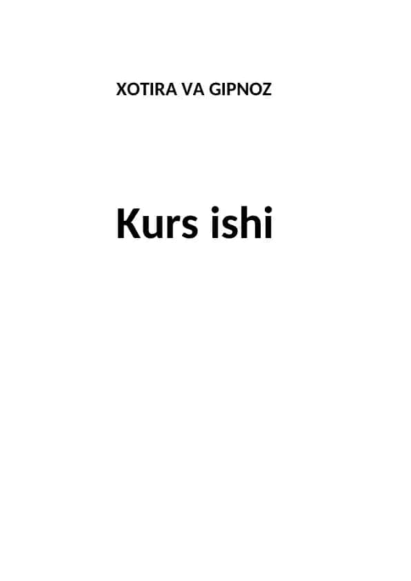 Xotira va Gipnoz