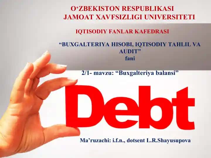 Buxgalteriya hisobi, iqtisodiy tahlil va audit