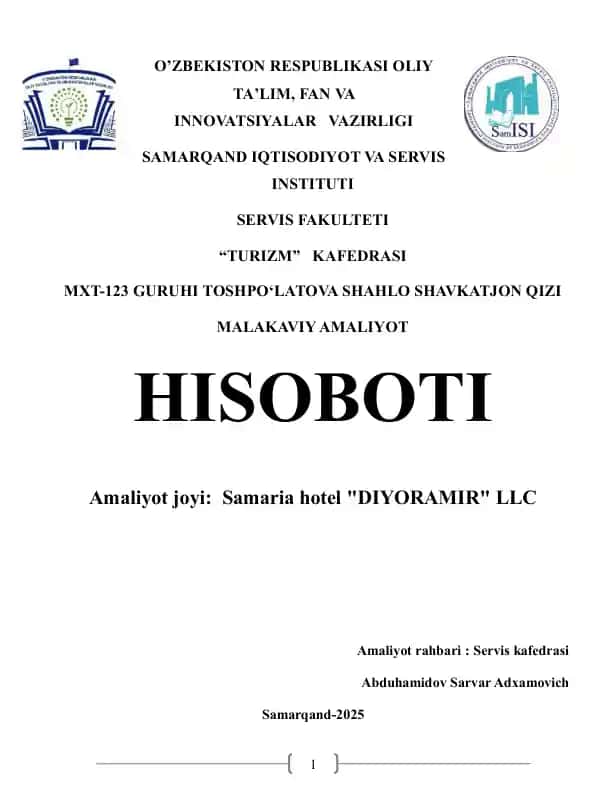 MALAKAVIY AMALIYOT HISOBOTI