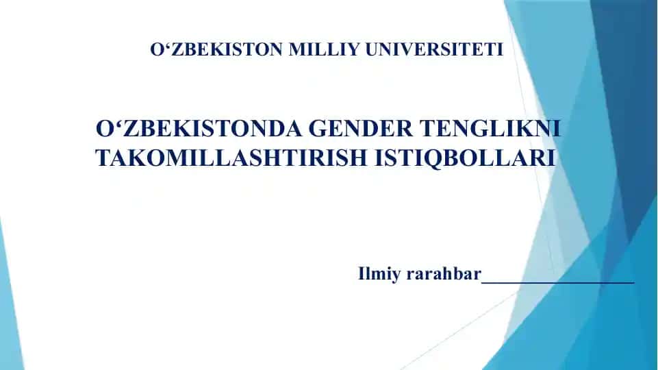 OʻZBEKISTONDA GENDER TENGLIKNI TAKOMILLASHTIRISH ISTIQBOLLARI