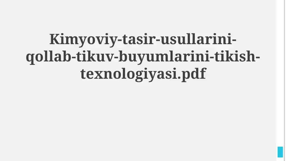 Kiyim tikish texnologiyasida kimyoviy ishlov berish usullari