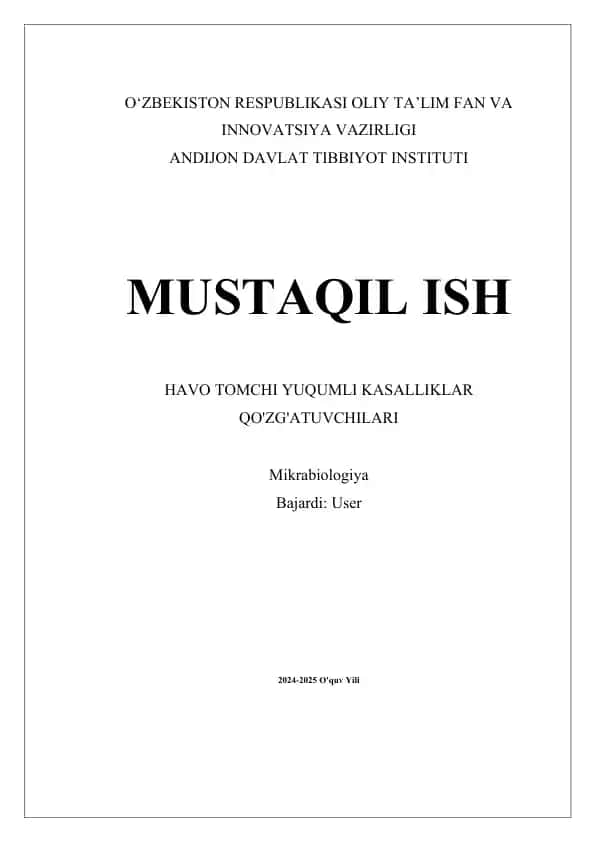 Havo tomchi yuqumli kasalliklar qo'zg'atuvchilari