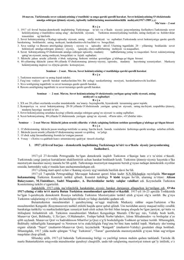Sovet Xokimiyati va Qarshi Qurolli Harakatlar Tarixi
