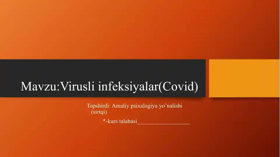 Virusli infeksiyalar(Covid