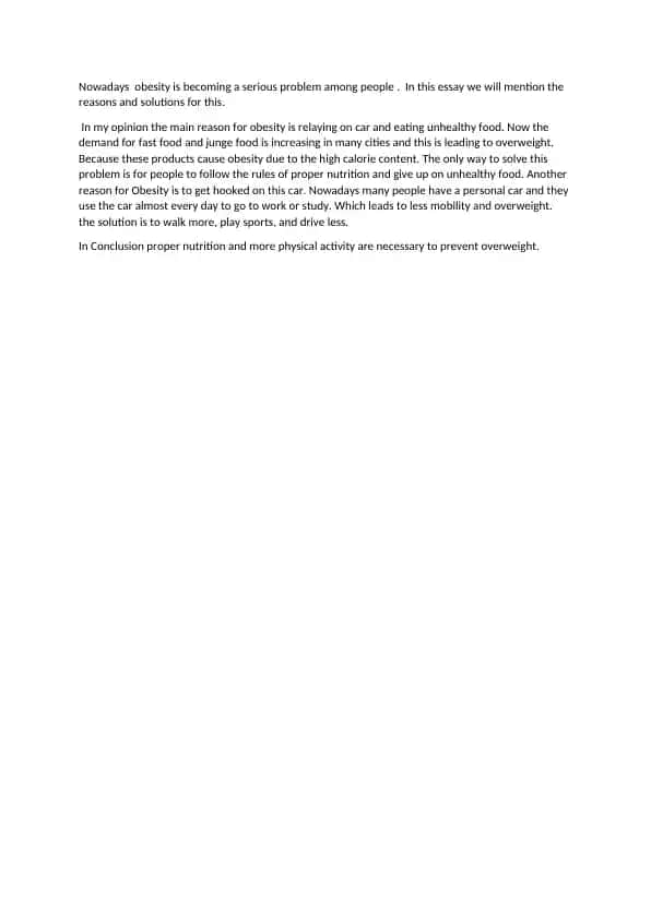 Reasons and Solutions for Obesity