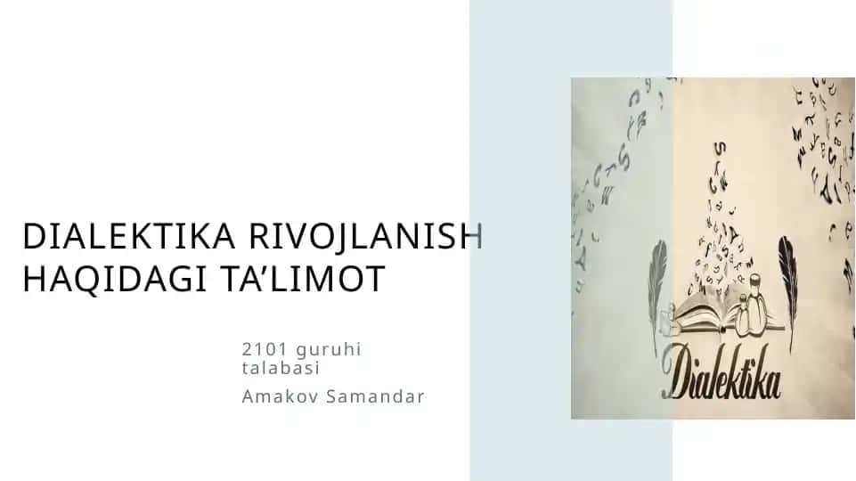 Dialektika rivojlanish haqidagi ta’limot