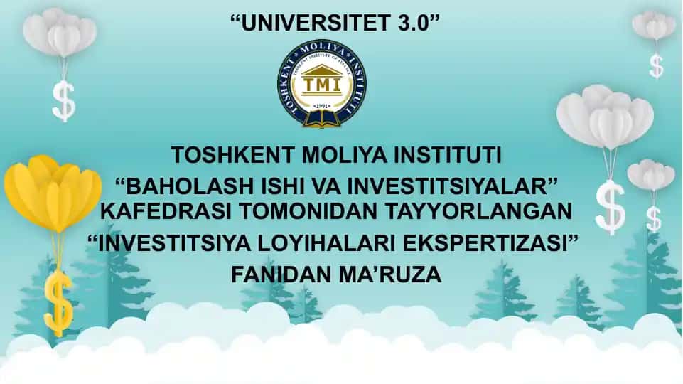 Investitsiya loyihalarini ekspertiza qilishdagi axborotlar manbasi