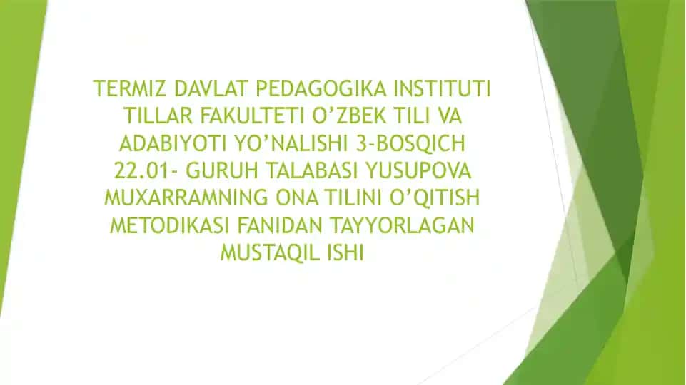 Ona tilini o’qitish metodikasi fanining maqsad va vazifalari