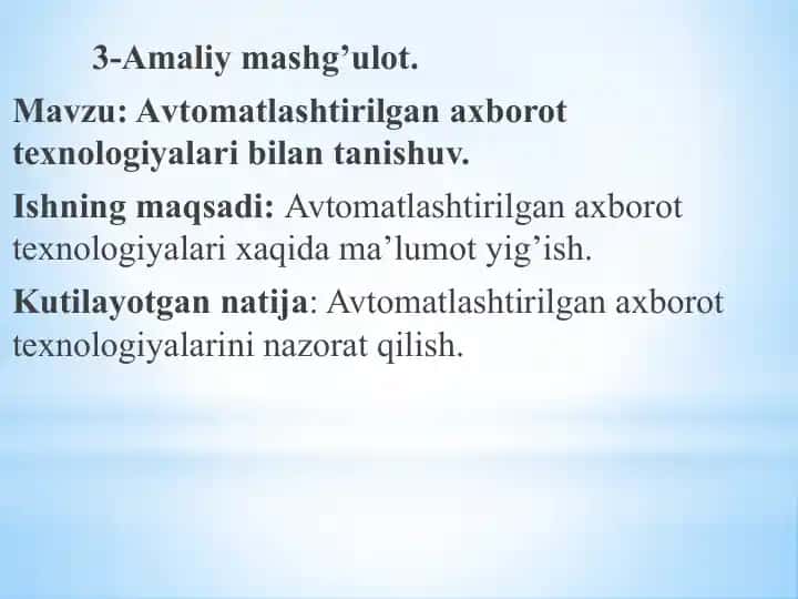 Amaliy mashg'ulot