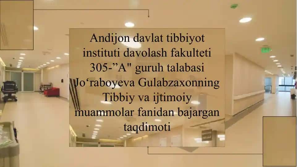 Kasallikning Tibbiy-Ijtimoiy Muammolari