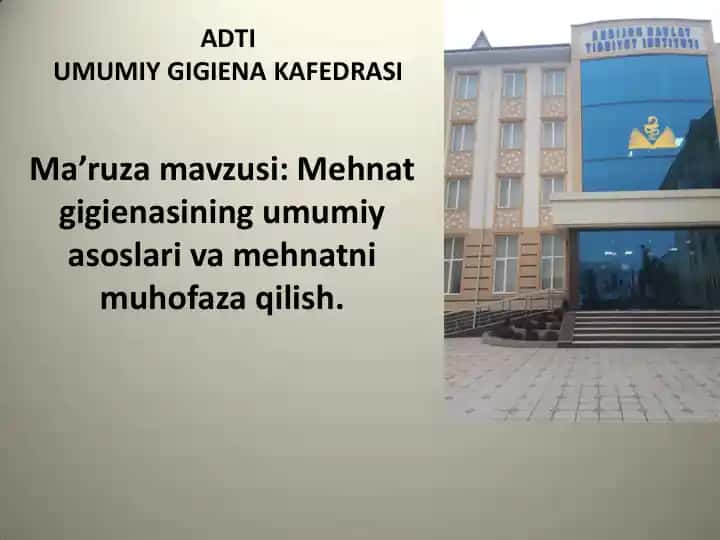 Mehnat gigienasi xususida ma'ruza
