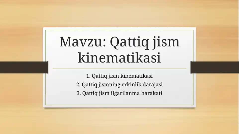 Qattiq jism kinematikasi