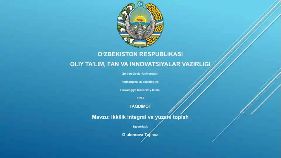 Ikkilik integral va yuzani topish