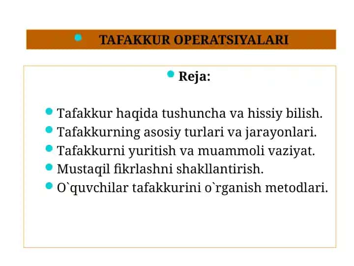 Tafakkur Operatsiyalari
