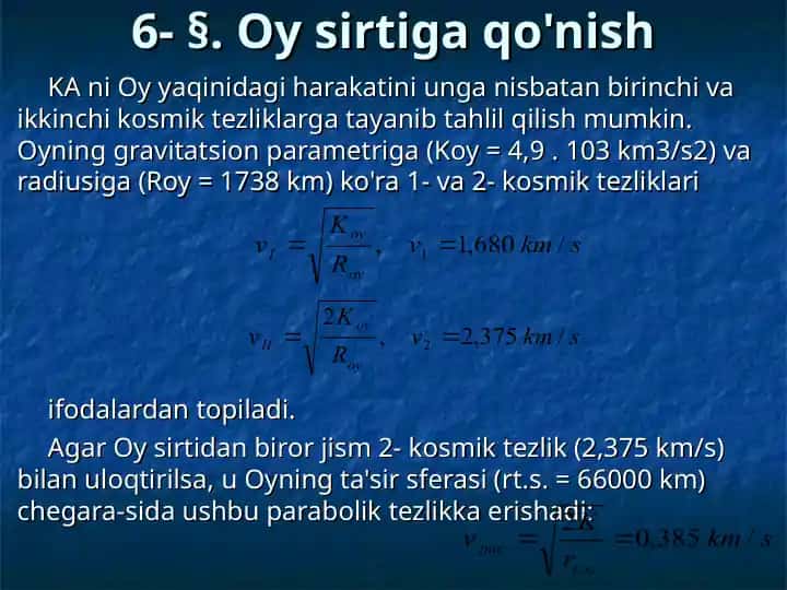 Oyning kosmik tezliklari