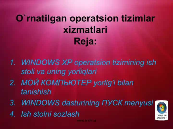 WINDOWS XP operatsion tizimi