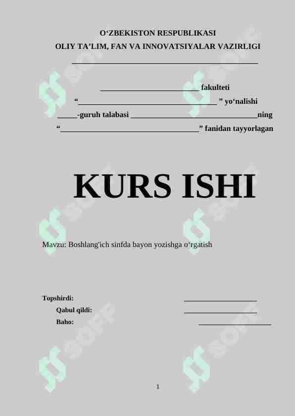 Boshlang'ich sinfda bayon yozishga o‘rgatish