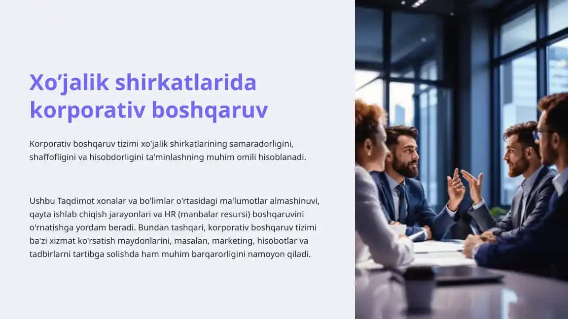 Xo’jalik shirkatlarida korporativ boshqaruv