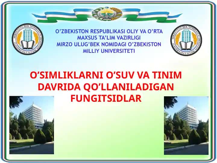 O'simliklarni o'suv va tinim davrida qo'llaniladigan fungitsidlar