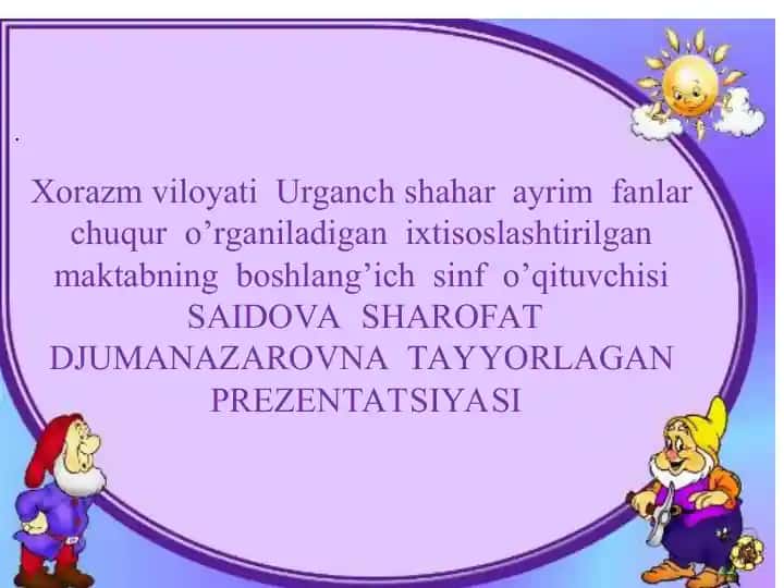 "Tovushlar va harflar" Prezentatsiyasi