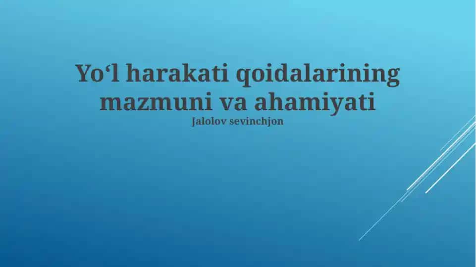 Yo‘l harakati qoidalari