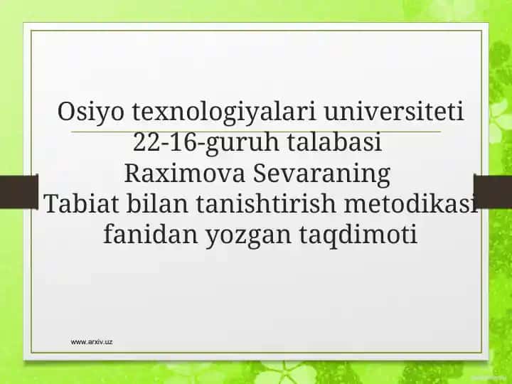 Tabiat bilan tanishtirish metodikasi