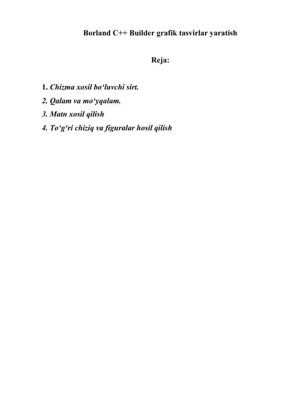 Borland C++ Builder grafik tasvirlar yaratish