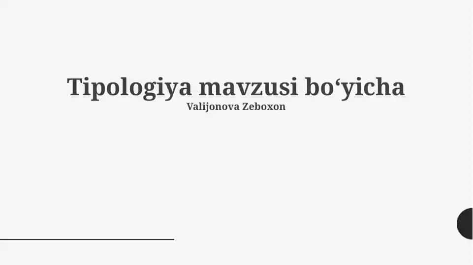 Tipologiya mavzusi boʻyicha