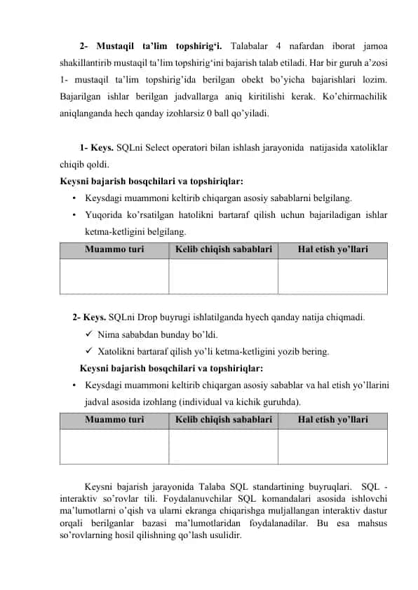 Mustaqil ta’lim topshirig‘i