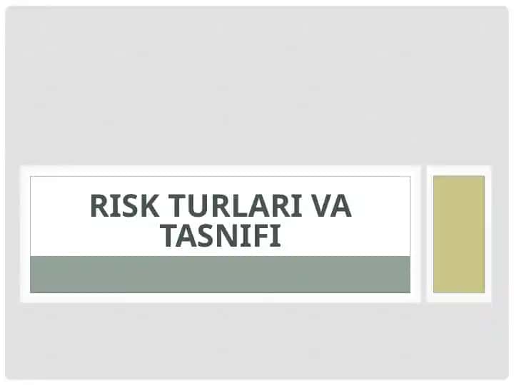 Hatarni Tasniflashning Umumiy Tamoyillari
