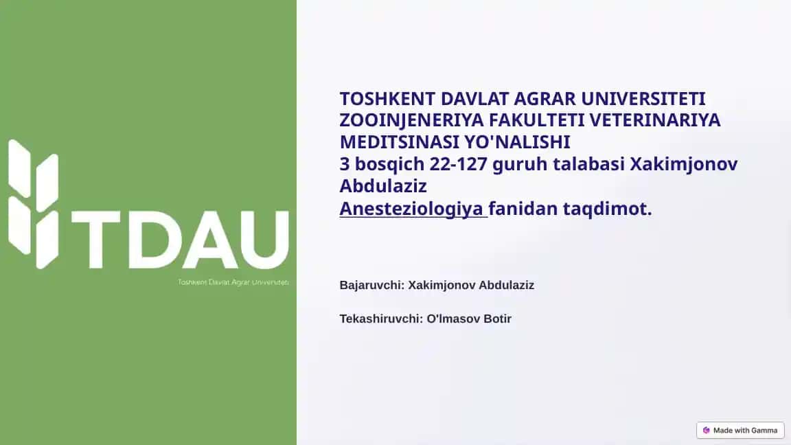 Hayvonlarda yurak va oʻpkaning kompleks reanimatsiyasi