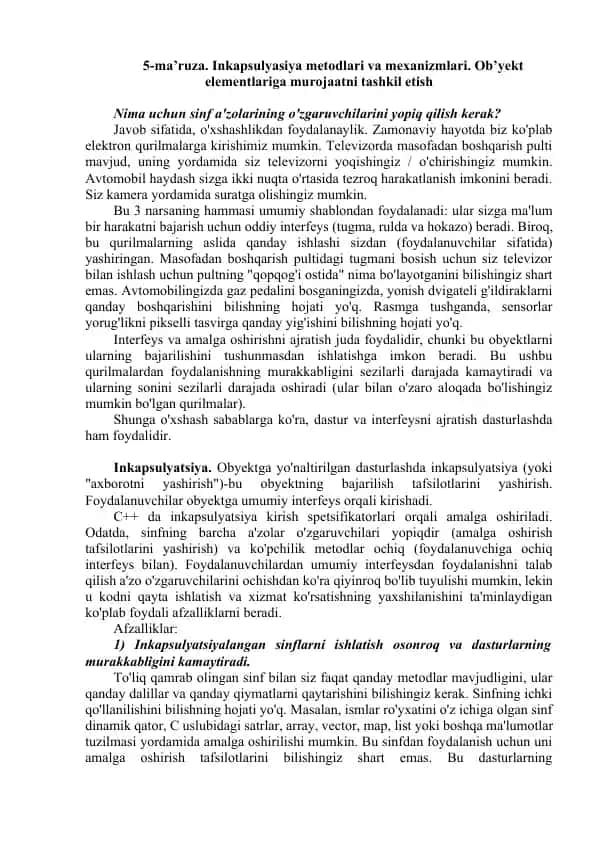 Inkapsulyasiya metodlari va mexanizmlari