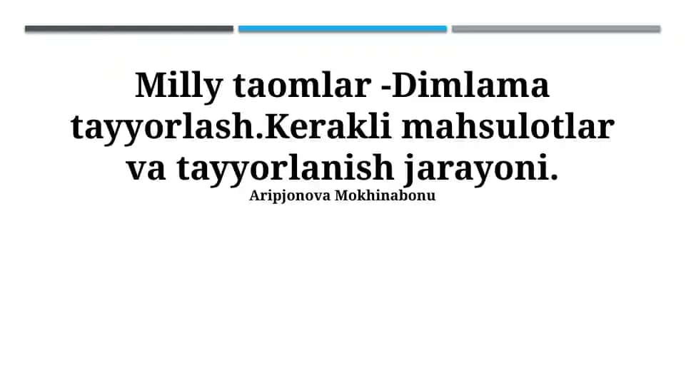 Dimlama tayyorlash