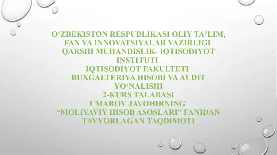MATERIALLARNI BAHOLASH USULLARI