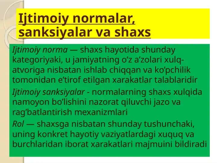 Ijtimoiy normalar, sanksiyalar va shaxs