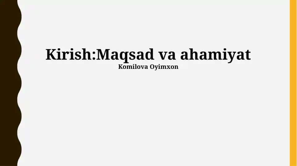 Maqsad va Ahamiyat