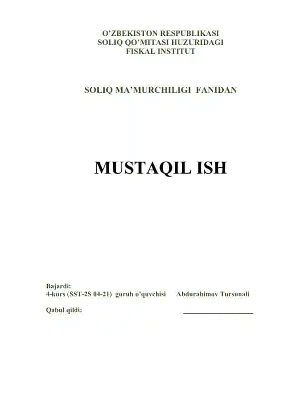 Soliq auditi tashkil etish hamda o'tkazish tartiblari