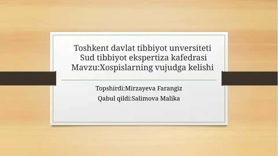 xospislarning vujudga kelish tarixi