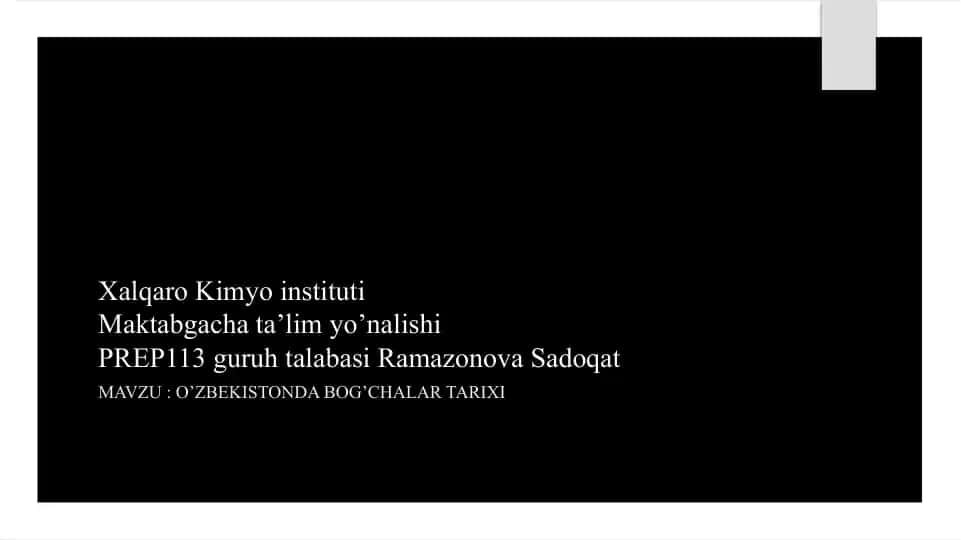 Oʻzbekistonda bogʻchalar tarixi
