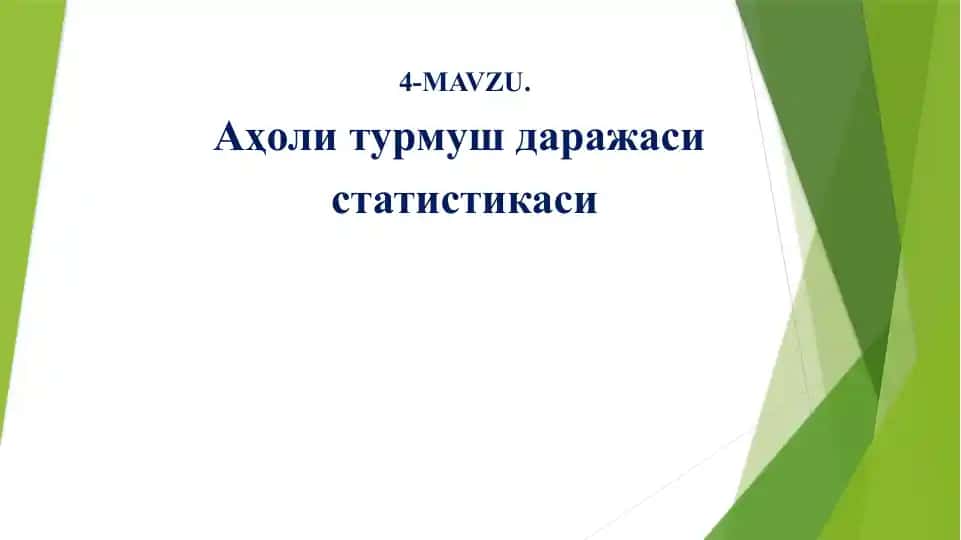 Aholi turmush darajasi statistikasi