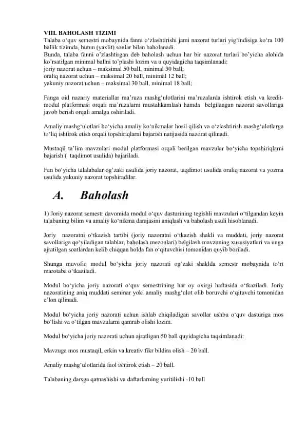 Baholash Tizimi
