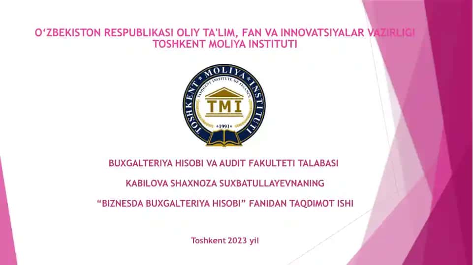 "BIZNESDA BUXGALTERIYA HISOBI"