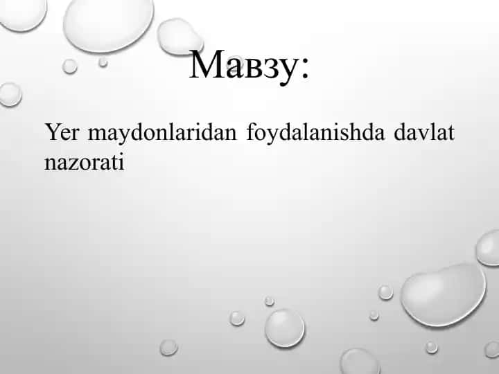 Yermaydonlaridan foydalanishda davlat nazorati